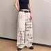 New Spring And Autumn Rock Punk Washed Distressed Letter Print Loose Jeans For Men, Vintage High Street Straight-Leg_mkmklike.com