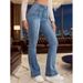 French Style Women's Flared Jeans Seam Detail Cross Border Hot Selling Item Denim Clothing_mkmklike.com