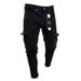 Men's Stretch Slim Fit Ripped Jeans - Distressed Skinny Denim Pants With Zipper Details (Black/Blue, S-XXXL)_mkmklike.com
