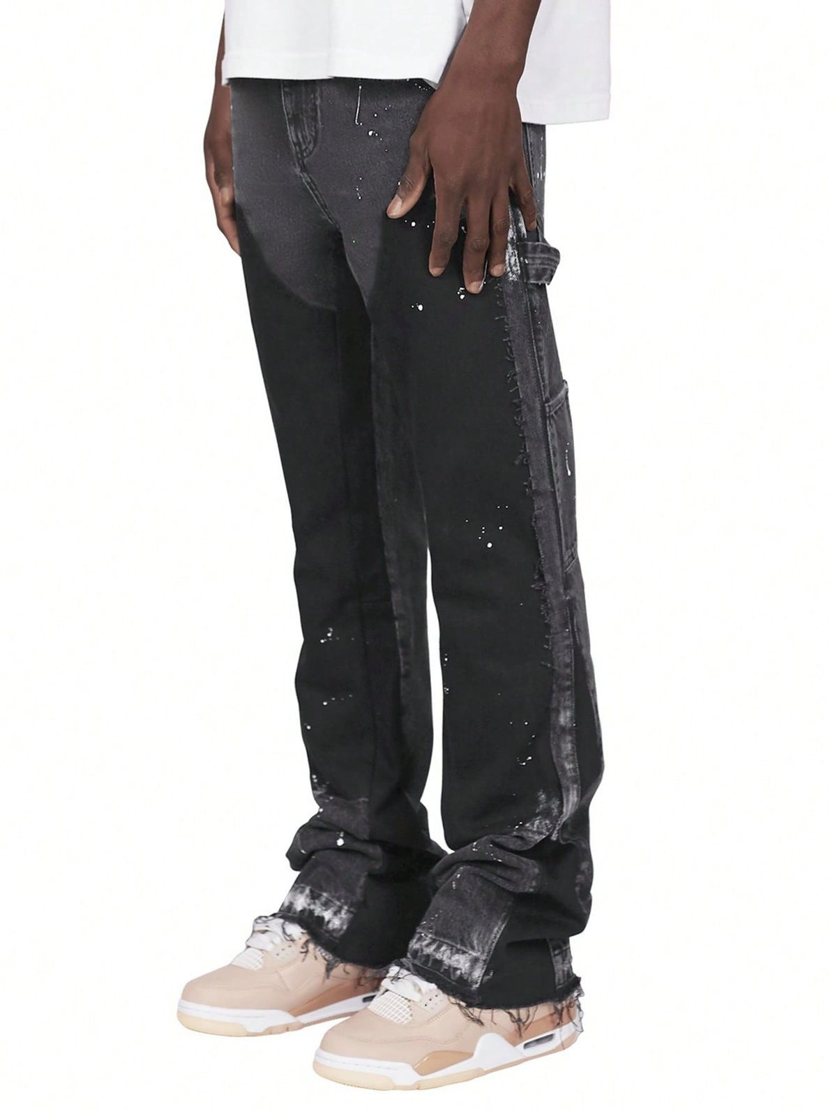 Men's Straight Leg Color Block Cargo Pants Fashionable And Versatile High Street Style American Retro Jeans for Foreign Trade And Cross Border_mkmklike.com