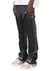 Men's Straight Leg Color Block Cargo Pants Fashionable And Versatile High Street Style American Retro Jeans for Foreign Trade And Cross Border_mkmklike.com