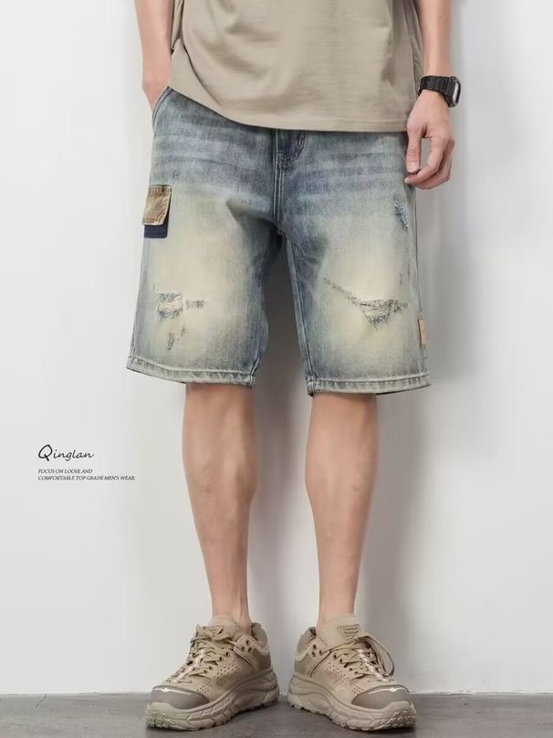 Men's Trendy Brand Denim Shorts Summer Thin Style 2026 New Arrival Five Point Pants Fashionable mid Length Hong Kong Korean Style_mkmklike.com