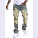 Men Ripped Stacked Jeans Distressed Slim Fit Skinny Straight Leg Jeans Fashion Hip Hop Denim Pants Casual Streetwear_mkmklike.com
