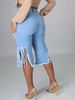K New Tassel Elastic Ripped Jeans For Women, Mid Length Pants_mkmklike.com