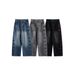 Men's Washed Distressed Embroidered Jeans American Style Casual Wide Leg Curved Trousers For Spring Autumn_mkmklike.com