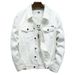 Spring And Autumn White Men's Top Casual Couple Jacket Workwear Denim Japanese Style Trendy Brand_mkmklike.com