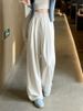K Jeans, Women's Slim Fit, Loose Straight Leg, Oversized, Elastic Waist, Wide Leg Pants_mkmklike.com