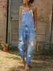 Cross-border Bestseller In Europe America: Washed And Distressed Plus-size Women's Denim Overalls_mkmklike.com