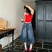 Vintage Blue High Waisted Capri Jeans For Women - Retro Straight Leg Denim Pants For Petite & Pear Shape_mkmklike.com