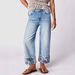 Women's Embroidered Straight Leg Jeans - Mid-Rise Denim Pants With Floral Stitching (5 Sizes, Blue Wash)_mkmklike.com