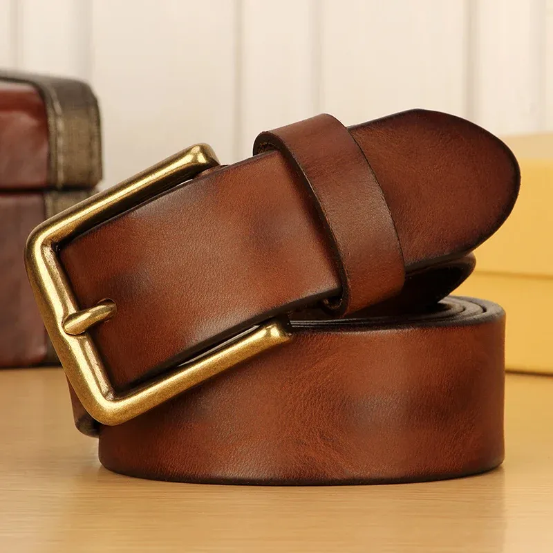 HOT Full Grain for Men100% Italian Real Solid Leather Casual Jeans 5mm Thick Men's Heavy Duty Work Belt_mkmklike.com