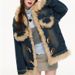 Distressed Denim & Faux Shearling Coat – Oversized Hooded Jacket With Horn Buttons (S-XL)_mkmklike.com