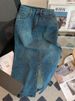 K High Waisted Split Denim Skirt, Thin A-line Skirt, Slimming Mid Length Skirt, Hip Hugging Skirt_mkmklike.com