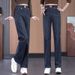 Elastic Waist Wide-Leg Jeans For Women, Fall/Winter 2025 New Popular High-Waisted Pants, Vintage Fleece-Lined Slim_mkmklike.com