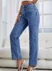 K Fashionable New Denim Nail Bead Women's Pants_mkmklike.com