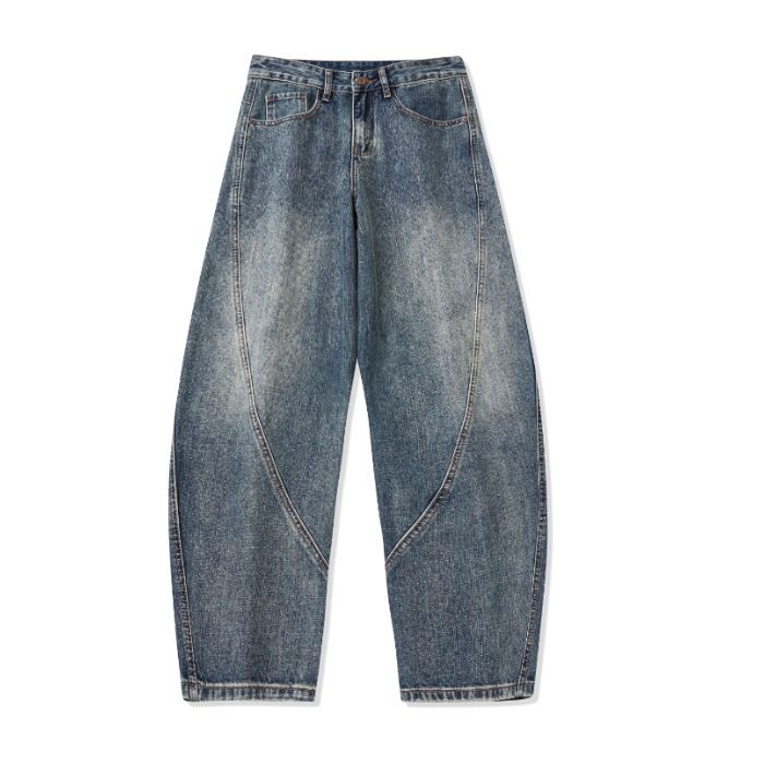 Men's Clothing High Street Retro Split Washed Blue Jeans Men's Structure Design Loose Versatile Wide Leg Scimitar Pants Autumn And Winter Style_mkmklike.com