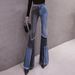 Retro Patchwork Flare Jeans – Petite-Friendly High Waist (S-5XL, Color-Blocked)_mkmklike.com