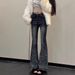 Women's Clothing Women's Spicy American Retro Distressed Starry Sky Flared Jeans Patchwork Design Trendy Cool Flared Pants_mkmklike.com