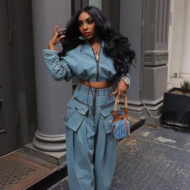 Women's Retro Heavy Duty Denim Two Piece Set Wide Leg Loose Fit European And American Fashion Cross Border E-commerce_mkmklike.com
