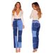 Women's Clothing Beggar Patchwork Fashion Denim High Elastic Women's Jeans_mkmklike.com