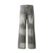 Punk Wasteland Vintage Washed Gradient Denim Men's Niche Vibe Trendy Paint Splatter Dirty Straight Pants_mkmklike.com