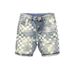 Men's Heavyweight Checkered Denim Shorts Summer Wash Distressed Retro Style Trendy Capri Pants_mkmklike.com