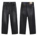 Men's High Street Vintage Washed Lightning Jeans - Clean Fit Loose Straight Denim Pants, Retro Distressed Style (28-40)_mkmklike.com