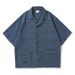 Loom Japanese Retro American Style Ethnic Cuban Collar Workwear Short Unisex Loose Half Sleeve Denim Shirt_mkmklike.com