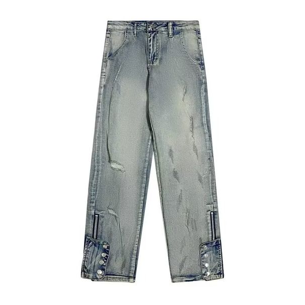 Spring/Summer Trendy High Street Men's Blue Jeans Casual Wide Leg Jeans_mkmklike.com