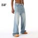 EF JEANS | 2024 New American Washed Crease Design Sense Straight Mopping Old Light Blue, Jeans_mkmklike.com