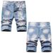 Men's Hip-Hop Spray Paint Washed Denim Shorts - Vintage Distressed Handmade Streetwear For Summer_mkmklike.com