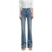 Premium High-Waisted Flared Jeans For Women – Vintage Washed Denim With Raw Hem (Blue/Black, Stretch Comfort Fit)_mkmklike.com