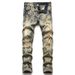 Pulse Skinny Retro Star Print Jeans Men Slim Fit European And American Style Distressed Casual Pants_mkmklike.com
