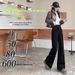 2025 Spring And Autumn Wide-Leg Jeans For Women, Black New Design, Petite Elastic Loose Straight-Leg Floor-Length Pants_mkmklike.com