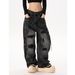 Men's Streetwear Wide-Leg Jeans – Hip-Hop Denim Pants With Distressed Details & Rivet Patches_mkmklike.com