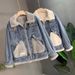 Women’S Faux Shearling Denim Jacket – Winter Fleece-Lined, Oversized & Stylish, Warm & Comfortable (White/Grey, S-L)_mkmklike.com