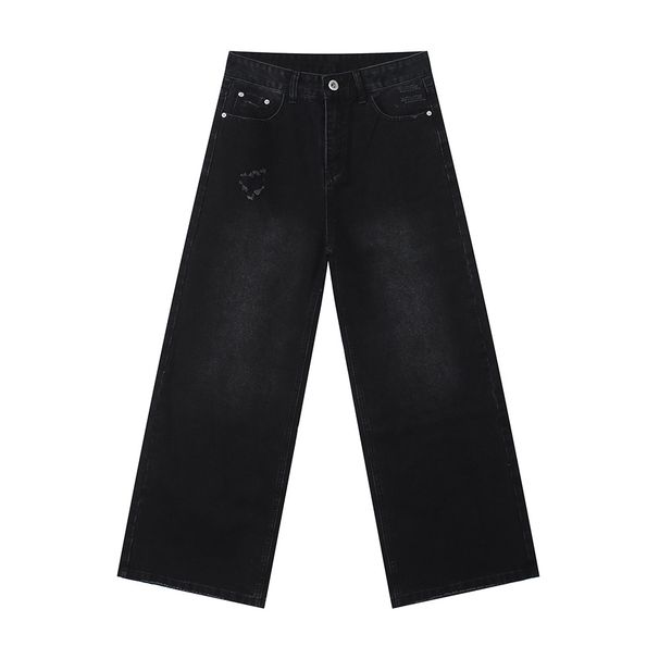 Men's Style Vibe Distressed Loose Fit Wide Legged Denim Pants - Blue/White/Black Grey (S/M/L/XL)_mkmklike.com