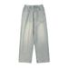 Men's Retro Light Washed Distressed Jeans Cleanfit Straight Leg Loose Wide Leg Pants Archer0603 American Style_mkmklike.com