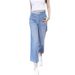 Women's Summer Thin Straight Leg Jeans Loose Fit Elastic Waist Cropped Wide Leg Pants Plus Size Pear Shaped Figures_mkmklike.com