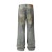 Post-apocalyptic Distressed Ripped Jeans For Men Heavy-duty Washed Vintage Straight-leg Punk Niche Design Wide-leg Pants_mkmklike.com