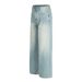 Punk Washed Denim Men's Wide-Leg Loose Vintage Frayed Hem Casual Straight-Leg Pants Trendy_mkmklike.com