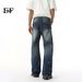 EF JEANS | 2025 Spring New American Street Irregular Tie-dye Ripped Jeans Slightly Loose Tide_mkmklike.com