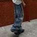 Men's Clothing Personalized Letter Hip-Hop Letter Print Jeans – High-Street Denim Pants With Urban Style (Blue, S-3XL, Cotton Blend, Straight Fit)_mkmklike.com
