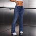 Stretch Flare Jeans For Women - Slim Fit Denim Pants With Comfortable Elastic Waist, Classic Blue, Versatile & Stylish_mkmklike.com