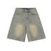 Men's Clothing Men's American Retro Washed Old Denim Shorts Men And Women Straight Loose Cleanfit Shorts_mkmklike.com