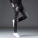 Autumn New Black And Gray Jeans Men's Slim Fit Small Feet Splashed With Paint Holes High-end Casual Long Pants Men_mkmklike.com