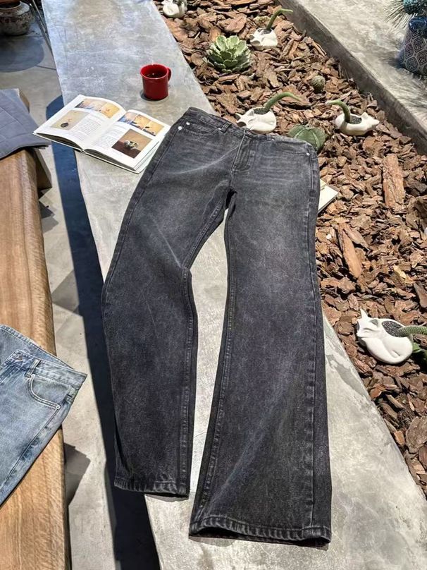 Vintage Washed Denim Jeans - High Waist Flared Bell Bottoms For Women & Men, Soft Cotton Stretch, Classic Blue & Black Wash, S-Xl_mkmklike.com