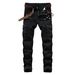 Men's Slim Fit Stretch Cargo Jeans Military Green Denim Pants Button Fly Streetwear Style for Urban And Casual Looks_mkmklike.com