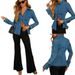 Women's Casual Style Long Sleeved Denim Shirt Single Breasted Lapel Collar Autumn Fashion_mkmklike.com