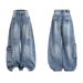 American Style Men's Curved Blade Jeans Multi Pocket Deconstructed Washed Straight Leg Wide Leg Trendy Long Pants_mkmklike.com